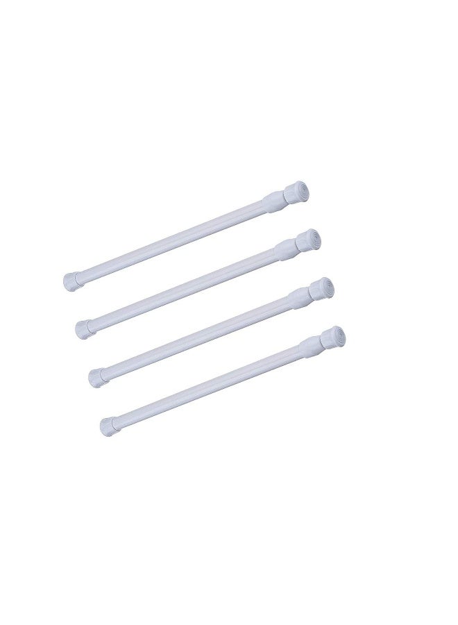 qinsou Cupboard Bars Tension Rods, 4 Pack Spring Tensions Rods 11.8-20 Inches Steel Adjustable Tension Curtain Rod Closet Rod Window Rods (White) - Image 1